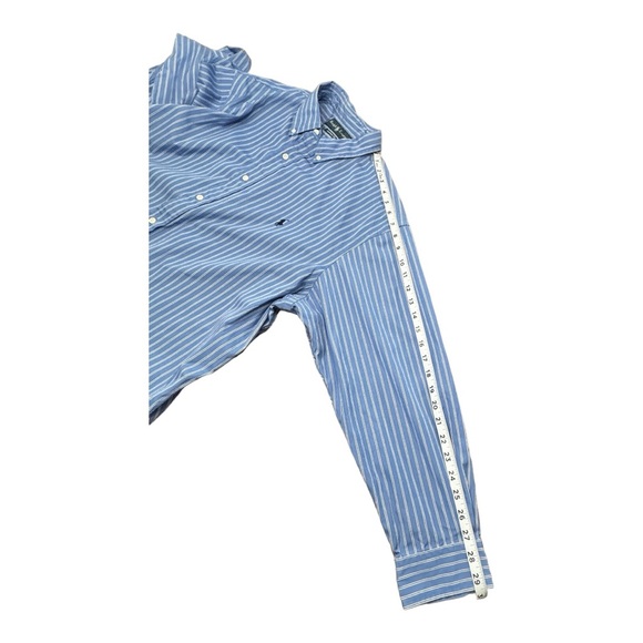 Ralph Lauren Button Down Shirt Blue Stripe Long Sleeve Classic Men 17 1/2 32/33 - Picture 6 of 10